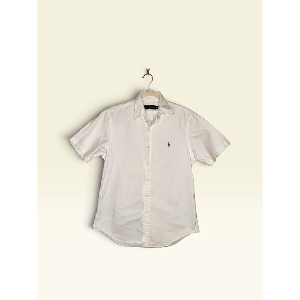 Polo Ralph Lauren Mens M White Oxford Short Sleeve Button Down Pony Shirt